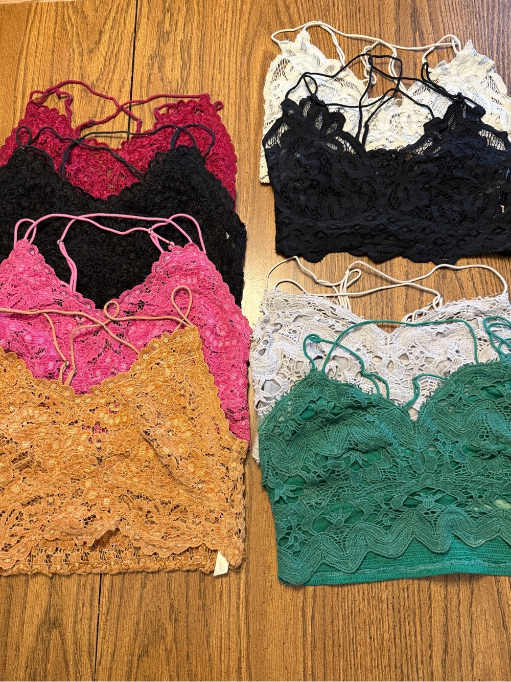Free People Lace Bralette Set in Green, Pink, Black, Cream, Gold, Magenta